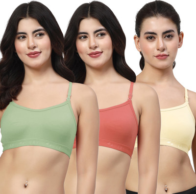 LILY 3321 Women Sports Non Padded Bra(Green, Red, Yellow)