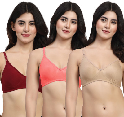 LILY wnysor Women T-Shirt Non Padded Bra(Beige, Red, Maroon)