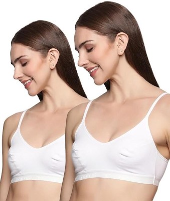 Teens Lifestyle Low Impact Non Padded Non Moulded Everyday Sports Bra-Pack of 2(Pearl White,34B) Women Sports Non Padded Bra(White)