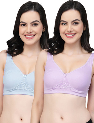 COLLEGE GIRL CG1214Mino Women Minimizer Non Padded Bra(Purple, Light Blue)