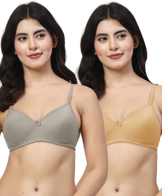 LILY maofcigam Women T-Shirt Heavily Padded Bra(Grey, Gold)