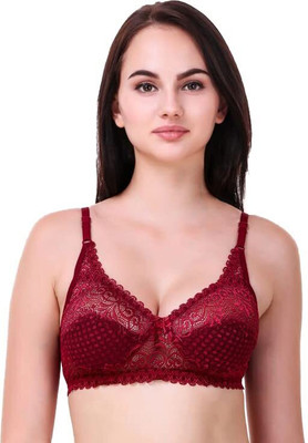 Fabitude Self Design Women Bralette Non Padded Bra(Maroon)