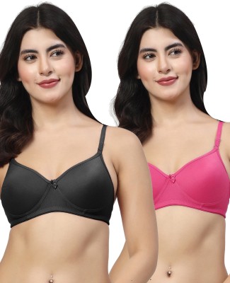 LILY maofcigam Women T-Shirt Heavily Padded Bra(Black, Pink)