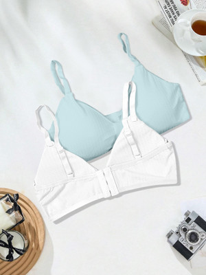 NAGARVEL CREATION D/3337-SKY/WHT-P02-30 Women Push-up Lightly Padded Bra(Multicolor)