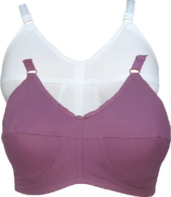 teenager Women Full Coverage Non Padded Bra(Purple, White)