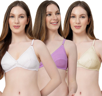 LILY anwahb Women Everyday Non Padded Bra(White, Purple, Beige)