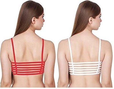 Zhang Women Bralette Lightly Padded Bra(Red, White)