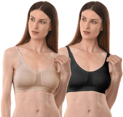 Vanila B Cup Size Seamless & Comfortable Casual Slip On(Size 36, Pack of 2) Women Sports Non Padded Bra(Beige, Black)