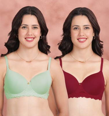 Susie Women T-Shirt Lightly Padded Bra(Green, Red)