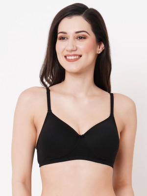 Planetinner Medium Coverage Padded Bra Women Full Coverage Lightly Padded Bra(Black)