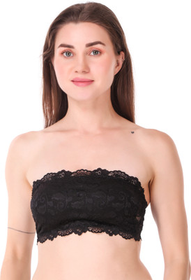 OMYRA Women Bandeau/Tube Lightly Padded Bra(Black)