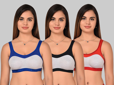 Zivosis Women Sports Non Padded Bra(Black, Red, Blue)