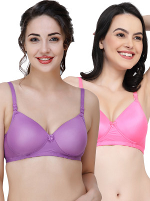 COLLEGE GIRL Hellopad ComboPO2 Women Full Coverage Lightly Padded Bra(Purple, Pink)