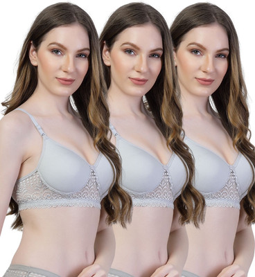 adornstar Pack of 3 Women Full Coverage Non Padded Bra Women Everyday Lightly Padded Bra(Silver)