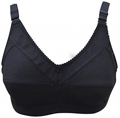 Ninteen-69 Cotton Non-Padded Bra For Women Women Full Coverage Non Padded Bra(Black)