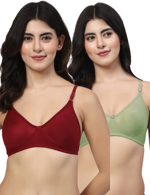 LILY ayir Women T-Shirt Non Padded Bra(Maroon, Green)