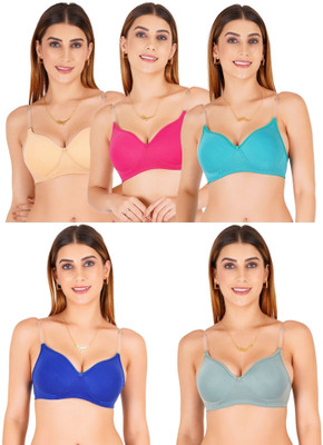 Liigne Transparent Strap Women Padded Bra Women Everyday Lightly Padded Bra(Multicolor)