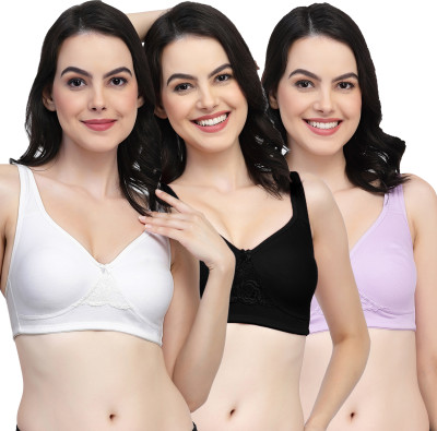 COLLEGE GIRL CG1214Mino Women Minimizer Non Padded Bra(White, Black, Purple)