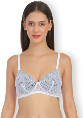 Selfcare Net Nylon Full Coverage Everyday Bra Women Bralette Lightly Padded Bra(White)