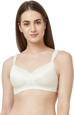 SOIE Woman's Full Coverage Padded Non-Wired T-shirt Bra Women T-Shirt Lightly Padded Bra(White)