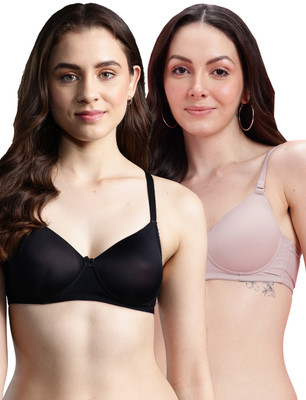 Dressberry Women T-Shirt Lightly Padded Bra(Black, Brown)