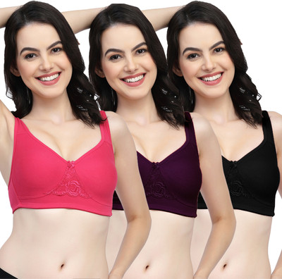 COLLEGE GIRL CG1214Mino Women Minimizer Non Padded Bra(Pink, Purple, Black)