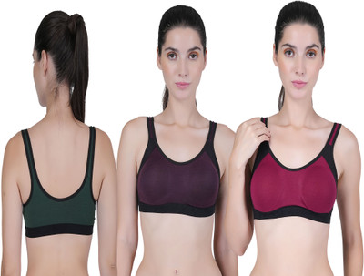 CURVZEX ZAMBIA Women Sports Non Padded Bra(Purple, Red, Dark Green)