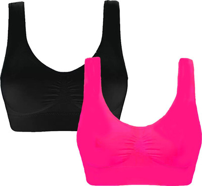 Wardrovia Women Sports Non Padded Bra(Black, Pink)