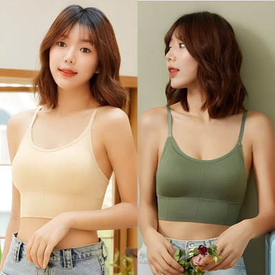 SYNOVATIC Women Sports Lightly Padded Bra(Beige, Green)