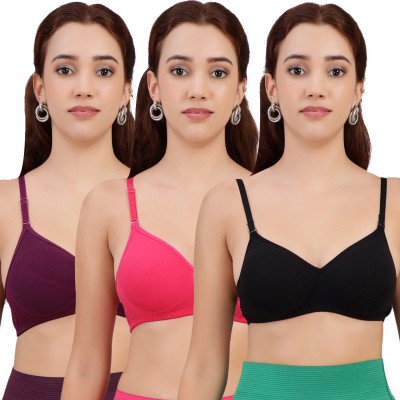 Selfcare Selfcare Womens Solid Full Coverage Lightly Padded T-shirt Bras - SN3302 Women T-Shirt Lightly Padded Bra(Purple, Black, Maroon)