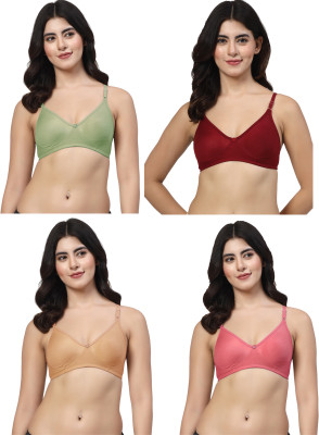 LILY ayir Women T-Shirt Non Padded Bra(Green, Maroon, Gold, Pink)