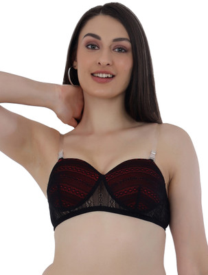 Selfcare Women's Embroidery Half Coverage Lightly Padded T-shirt Bra Women T-Shirt Lightly Padded Bra(Red)