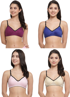 Docare M2Mino Women T-Shirt Non Padded Bra(Purple, Dark Blue, Beige, Pink)