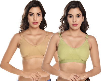 elina Women T-Shirt Non Padded Bra(Beige, Light Green)