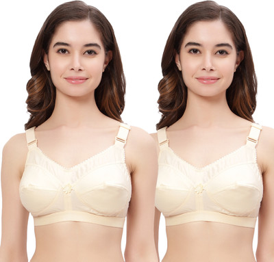 Shadydarks Cotton Non-Padded Wire Free Full-Coverage Bra, Pack of 2 Women Full Coverage Non Padded Bra(Beige)