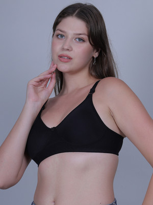 Fabme Women Full Coverage Non Padded Bra(Black)
