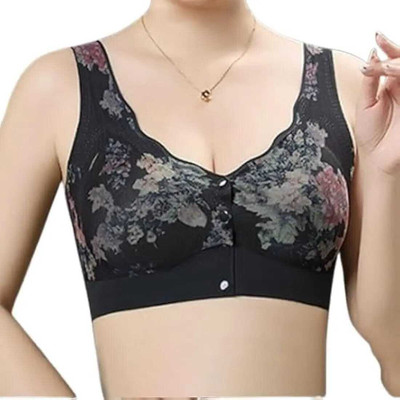 FLIQA Women's Nylon Lace New Moms Padded Front Open Feeding Bra Maternity Baby Nursing Women Maternity/Nursing Heavily Padded Bra(Black)