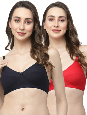 COLLEGE GIRL CGRO1256 Women T-Shirt Non Padded Bra(Dark Blue, Red)
