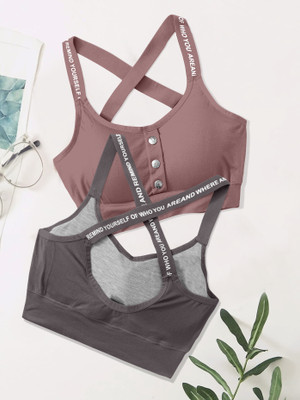 NAGARVEL CREATION crosss-pink-dgry-02-p02-30 Women T-Shirt Lightly Padded Bra(Multicolor)