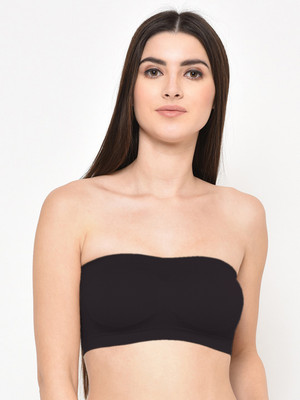 WERKITCH Women Bandeau/Tube Non Padded Bra(Black)