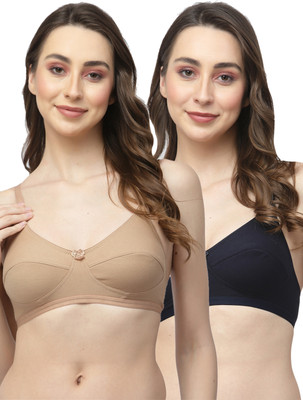 COLLEGE GIRL CGRO1256 Women T-Shirt Non Padded Bra(Brown, Dark Blue)