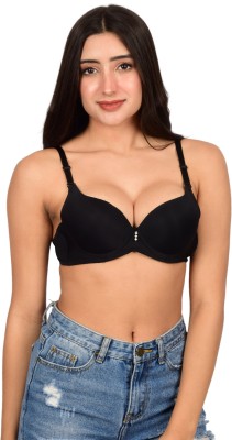 Bare Dezire Women T-Shirt Heavily Padded Bra(Black)