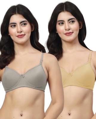 LILY maofcigam Women T-Shirt Heavily Padded Bra(Grey, Beige)