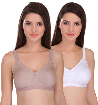 Featherline Perfect Fitted Poly Cotton Non-Padded Seamless Full Coverage - ELLA Women Minimizer Non Padded Bra(Multicolor)