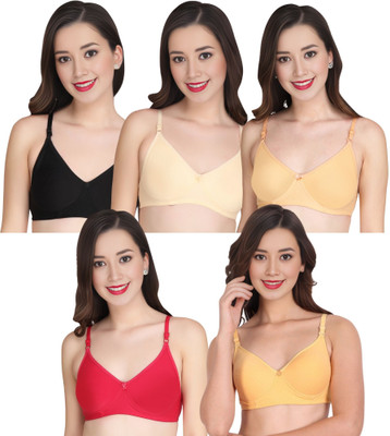 Liigne Women Everyday Padded Bra (Pack Of 5) for T-Shirt Saree Dress Sports Garment Women Full Coverage Lightly Padded Bra(Black)