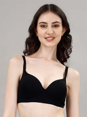 SOIE Women T-Shirt Non Padded Bra(Black)