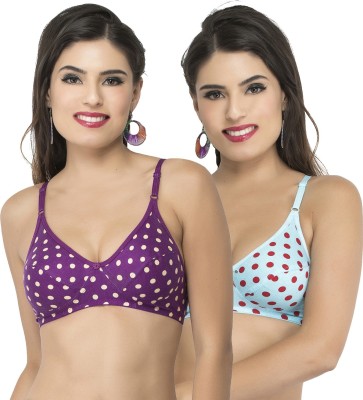 Docare Yummy Women Full Coverage Non Padded Bra(Purple, Light Blue)