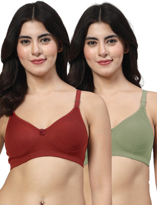 LILY Axela Moulded Double Layered Women Minimizer Non Padded Bra(Maroon, Green)
