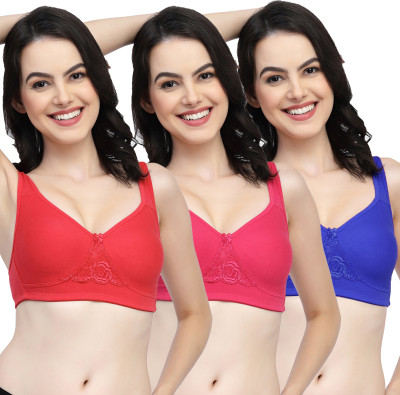 COLLEGE GIRL CG1214Mino Women Minimizer Non Padded Bra(Red, Pink, Dark Blue)
