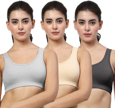 LILY StropsYttak Double Layered Women Sports Non Padded Bra(Grey, Beige, Black)